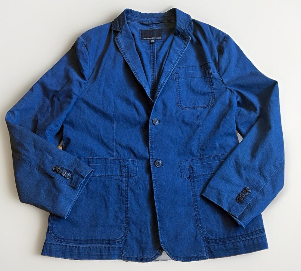 Banana Republic Men’s 40S Navy Utility Blazer Jacket Two Button